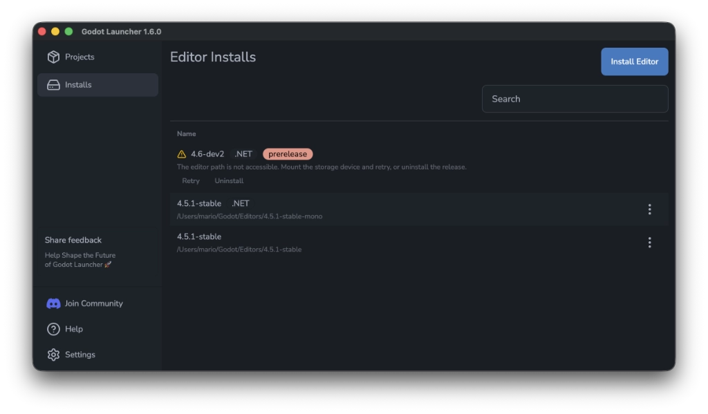 GOdot Launcher Invalid Editor UI